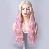 Fuhsi Ombre Platinum Pink T-part Lace Curly Synthetic Hair Wigs For Women