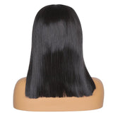 Fake Scalp Black Straight Bob Short Lace Front Wig 14 Inches