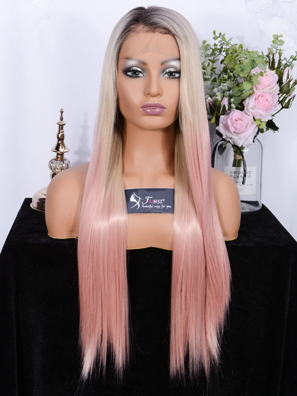 Full Lace Wig Straight 2T103T# Pink -1