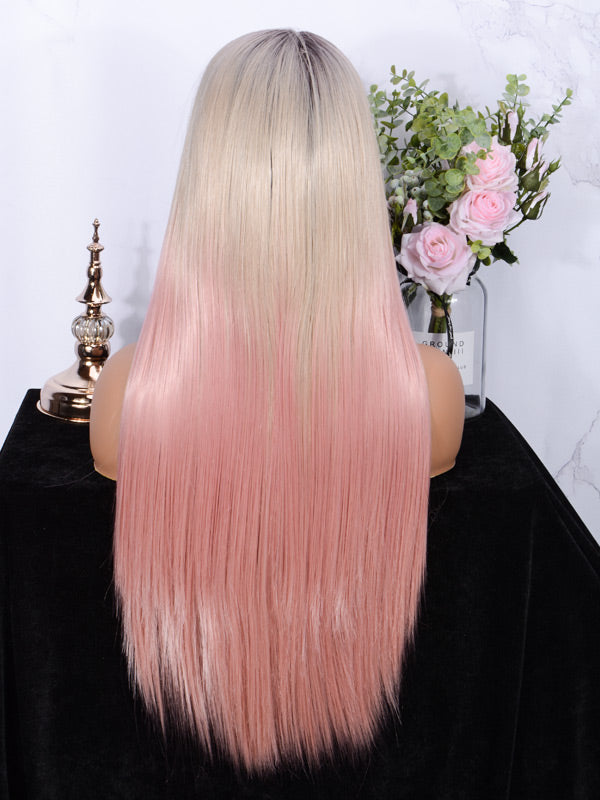 Full Lace Wig Straight 2T103T# Pink -4