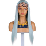 Headband Wig Glueless-Opal Blue Sleek Straight Half Wig With Boho Style
