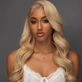 Blonde Lace Front Wig Synthetic Body Wavy Hair Fake Scalp 103# Color