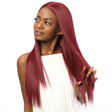 Synthetic Lace Front Wigs Fake Scalp Long Straight Burgundy color 39# - MILDWILD