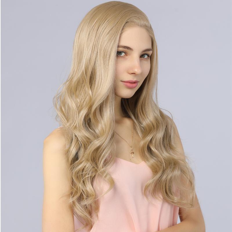 Synthetic Lace Front Wavy Wig Fake Scalp Natural Hairline Blonde color 103# - MILDWILD