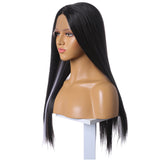 Straight Long Black Hair Wigs Ear Dyeing Kanekalon Wigs For Girl Cosplay Wigs