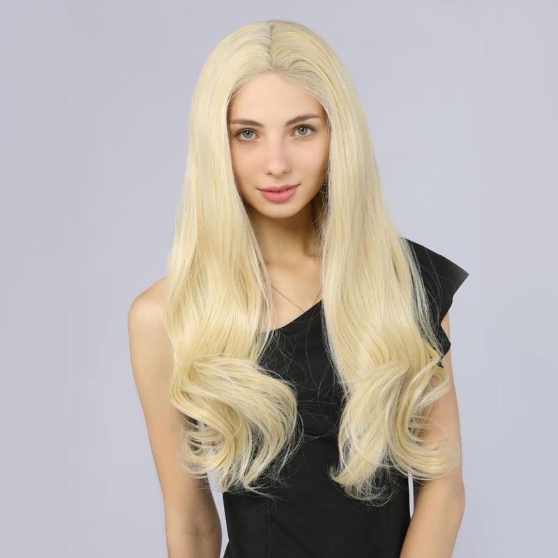 613# Blonde Color Synthetic Lace Front Wig Fake Scalp 13x6 inches Lace - MILDWILD