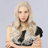 Synthetic Lace Front Wavy Wig Long Blonde Mix Platinum Color Simulation Scalp Wigs