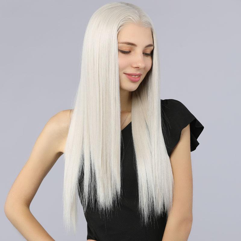 Fake Scalp Synthetic Frontal Lace Wig 13''x6''straight wigs color 60# - MILDWILD