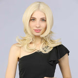 Bob Short Lace Front Synthetic Wavy Wig Fake Scalp Blonde Color 613#